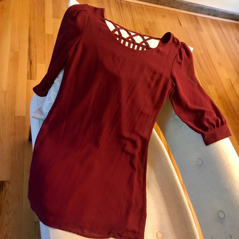 Maroon shift dress, Sz XS